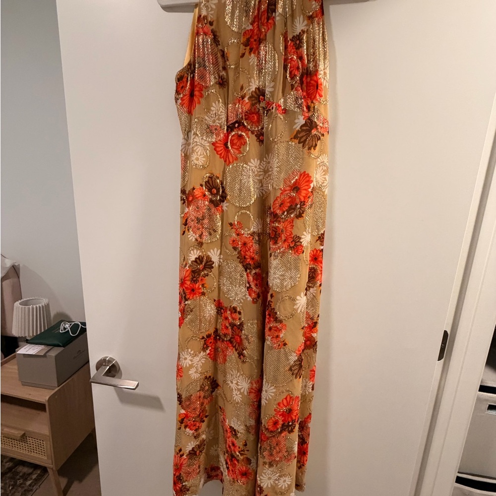 Unique Vintage Floral Gown - Red and Cream